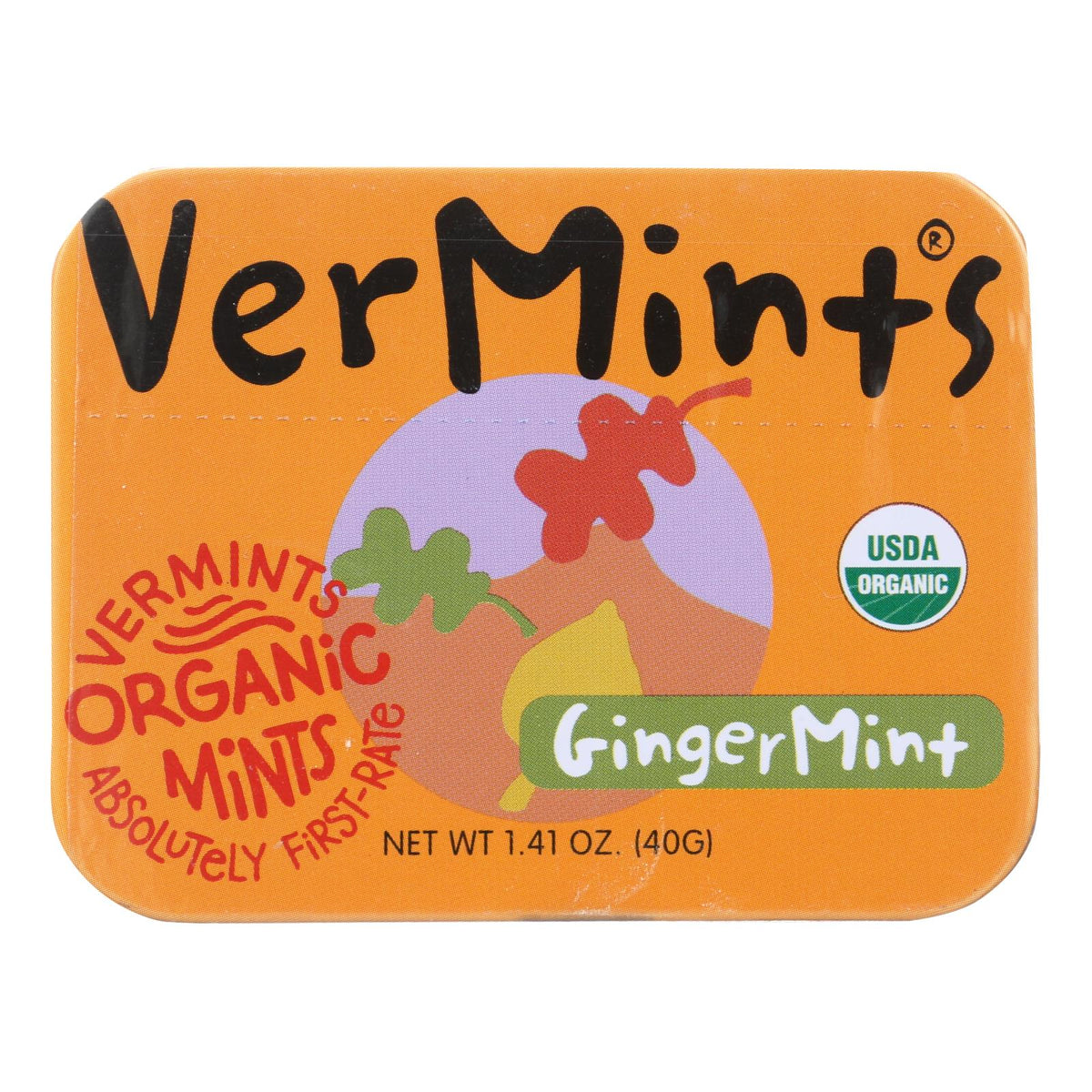 Vermints Gingermint Natural Breath Mints, 1.41 Oz, Pack of 6