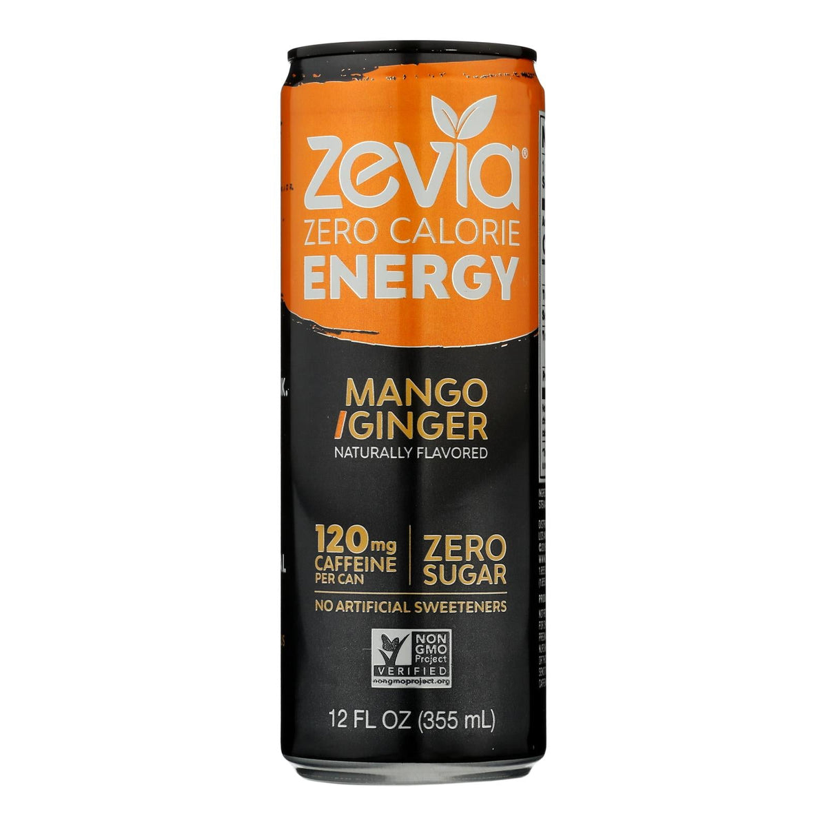 Zevia Zero Calorie Energy Drink, Mango/Ginger, 12-Pack