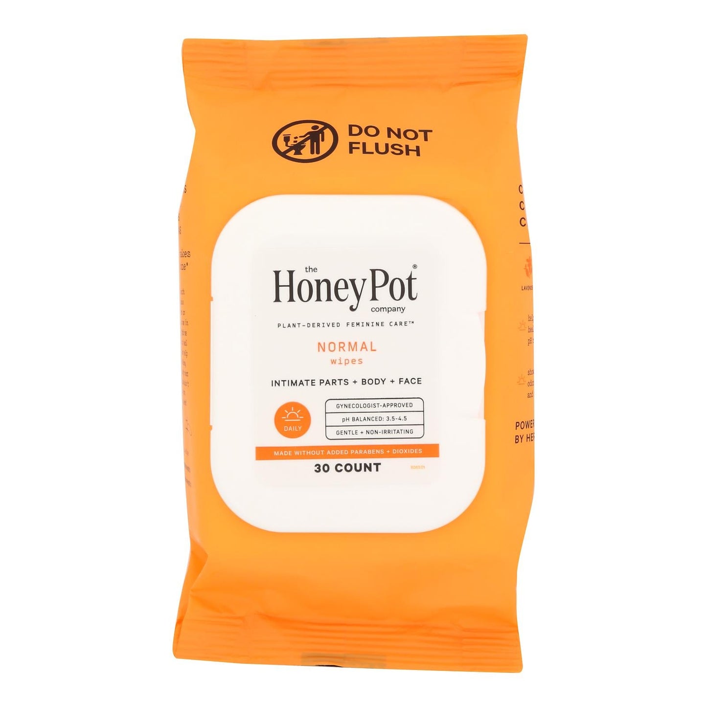 The Honey Pot - Wipes Intimate Normal - EA of 1-30 CT