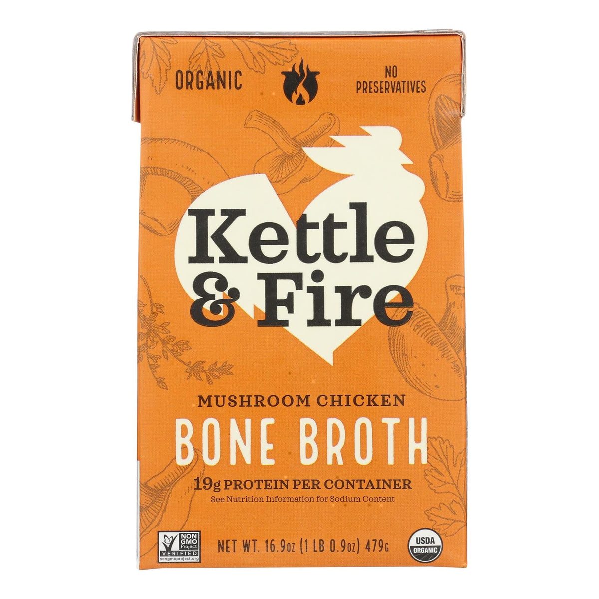 Kettle & Fire Mushroom Chicken Bone Broth - 6 Pack, 16.9 Oz