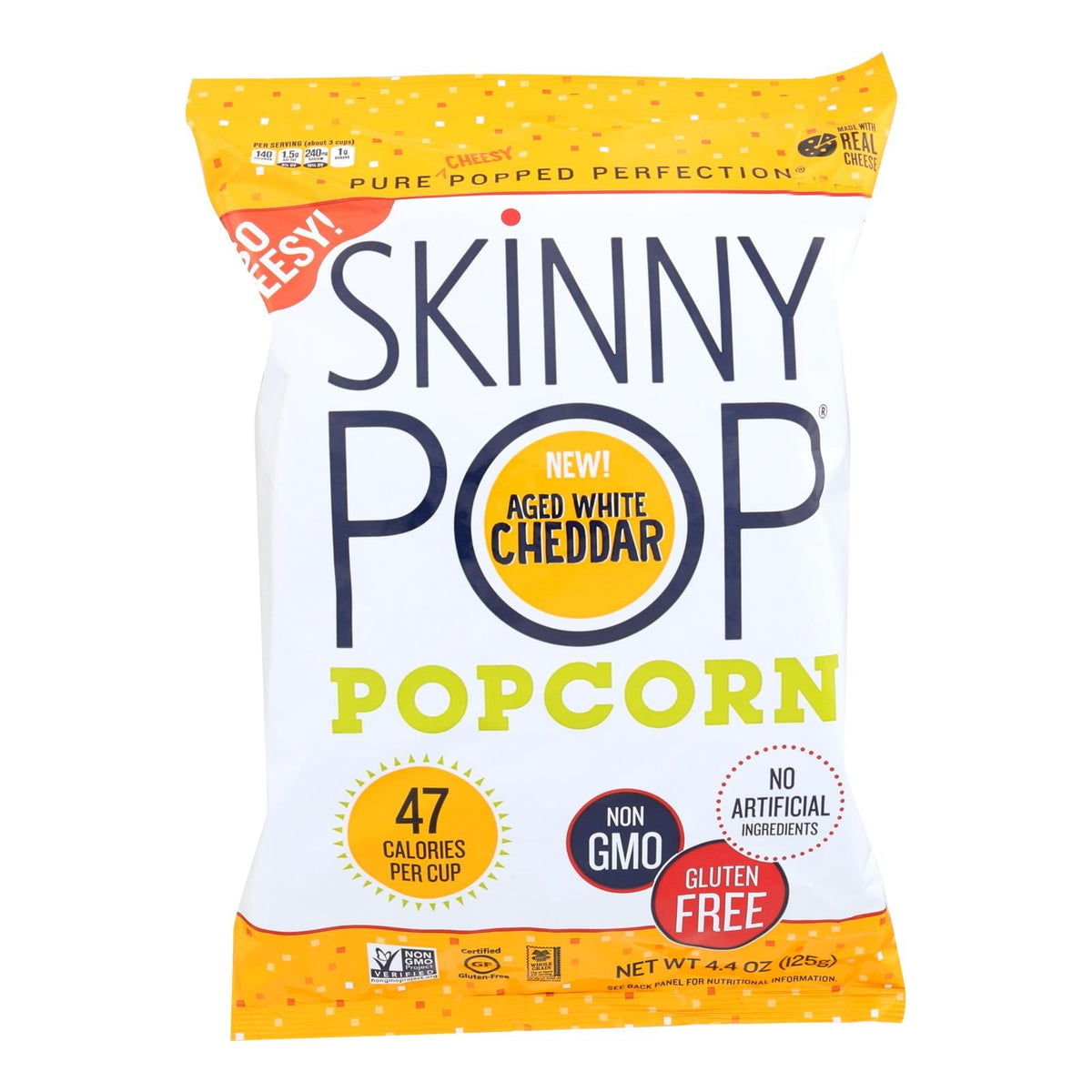 Skinnypop Aged White Cheddar Popcorn, 12 Pack, 4.4 Oz
