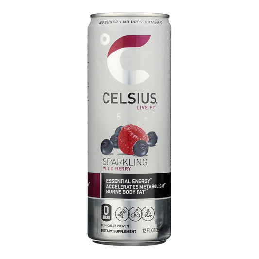 Celsius Wild Berry Sparkling Supplement - 12 Pack, 12 oz Each