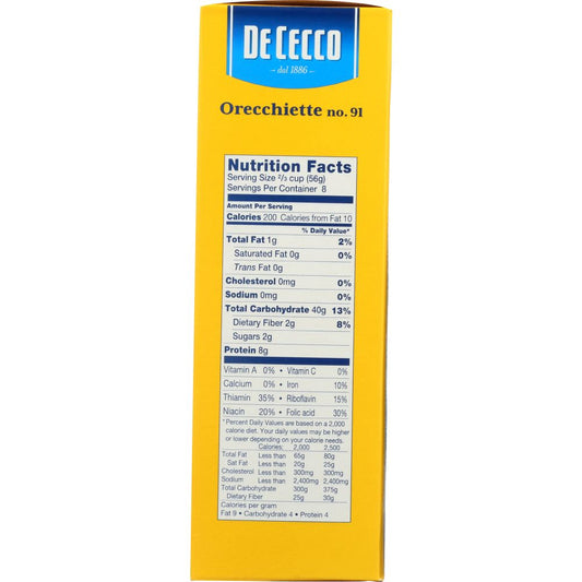 DE CECCO: Orecchiette Pasta, 16 oz
