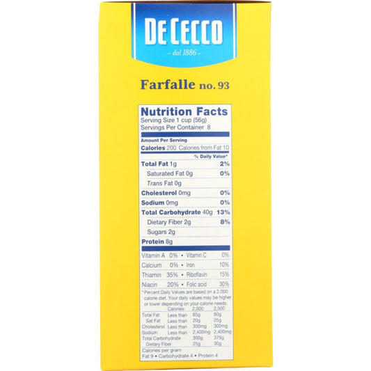 DE CECCO: Pasta Farfalle, 16 oz