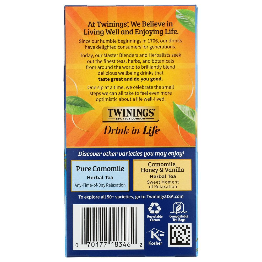 TWININGS: Herbal Tea Bedtime Blend Naturally Caffeine Free 20 bag, 1.02 oz
