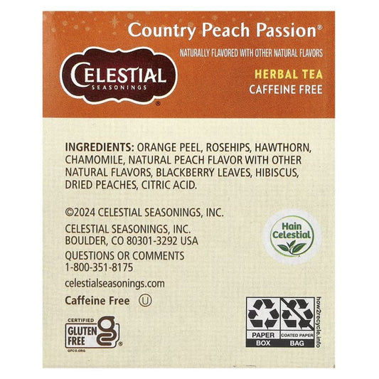 CELESTIAL SEASONINGS: Country Peach Passion Herbal Tea Caffeine Free, 20 bg