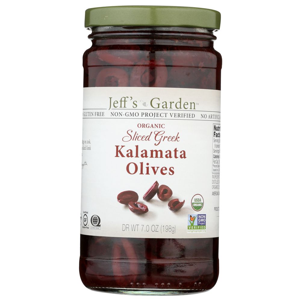JEFF'S NATURALS: Organic Pitted Sliced Greek Kalamata Olives, 7 oz