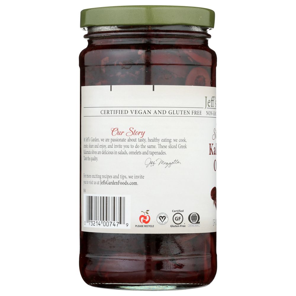 JEFF'S NATURALS: Organic Pitted Sliced Greek Kalamata Olives, 7 oz