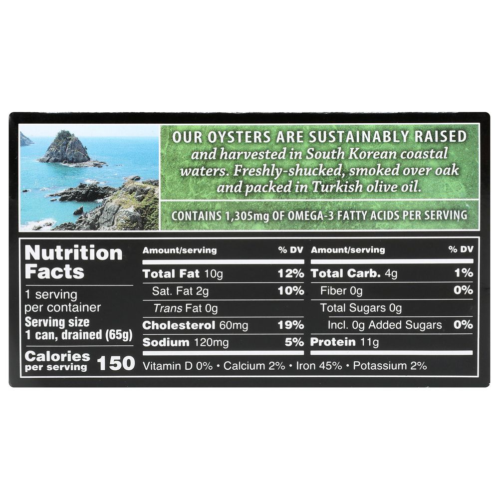 CROWN PRINCE: Naturally Smoked Oysters in Pure Olive Oil, 3 oz