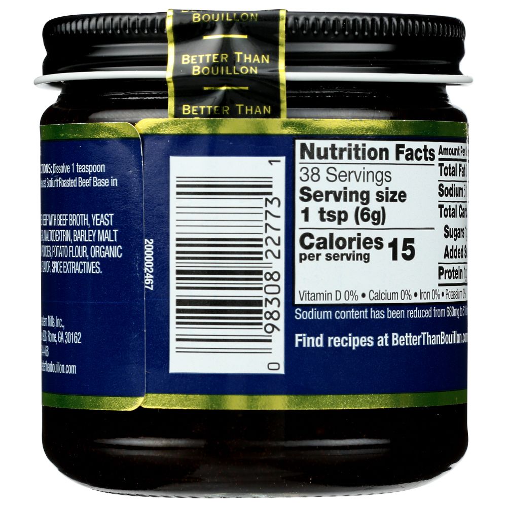 BETTER THAN BOUILLON: All Natural Reduce Sodium Beef Base, 8 Oz