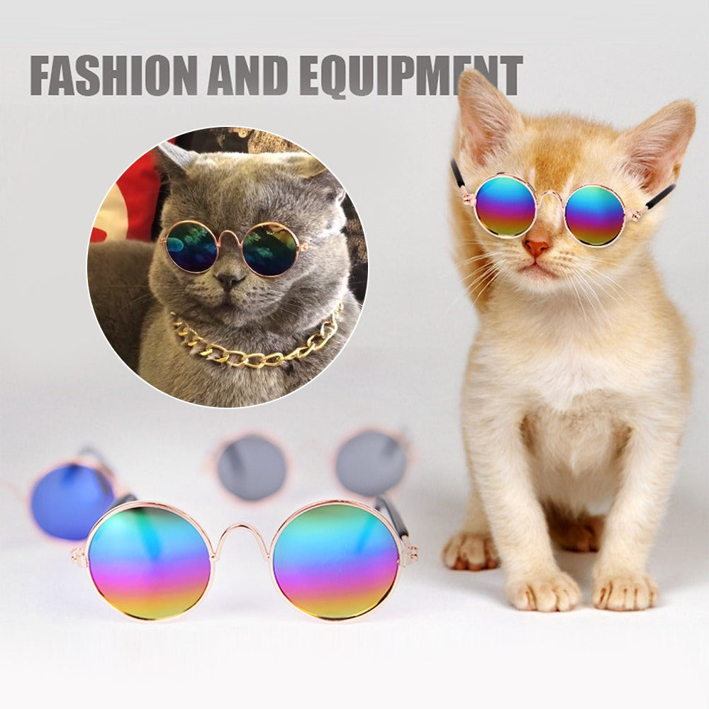 Purrfect Shades – Vintage Round Cool Cat & Dog Sunglasses for Stylish Pets