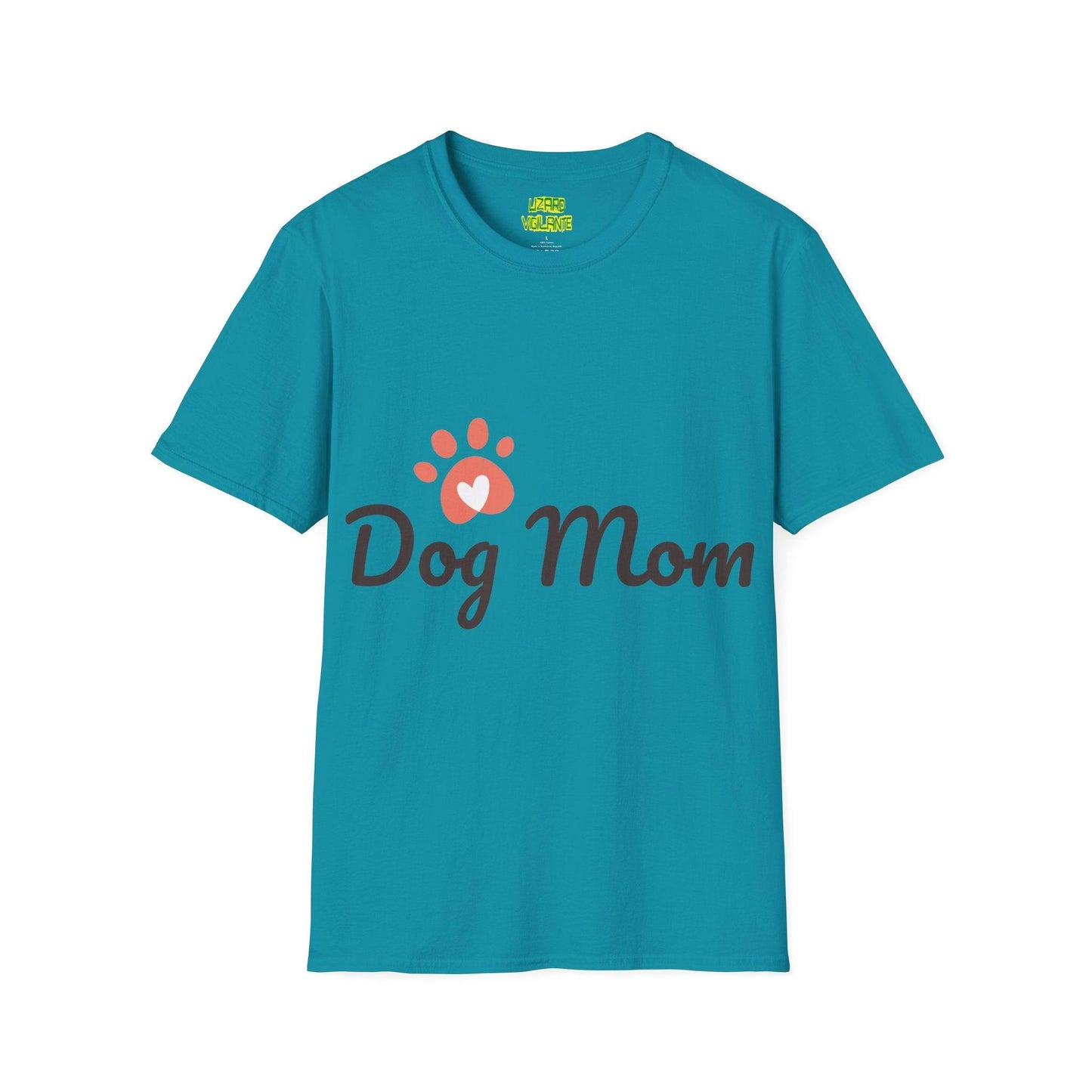 Dog Mom with Paw and a Heart in it Graphic Unisex Softstyle T-Shirt
