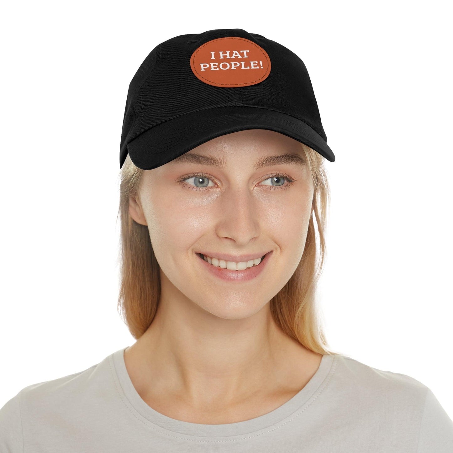 I HAT PEOPLE! Dad Hat with Leather Patch (Round)
