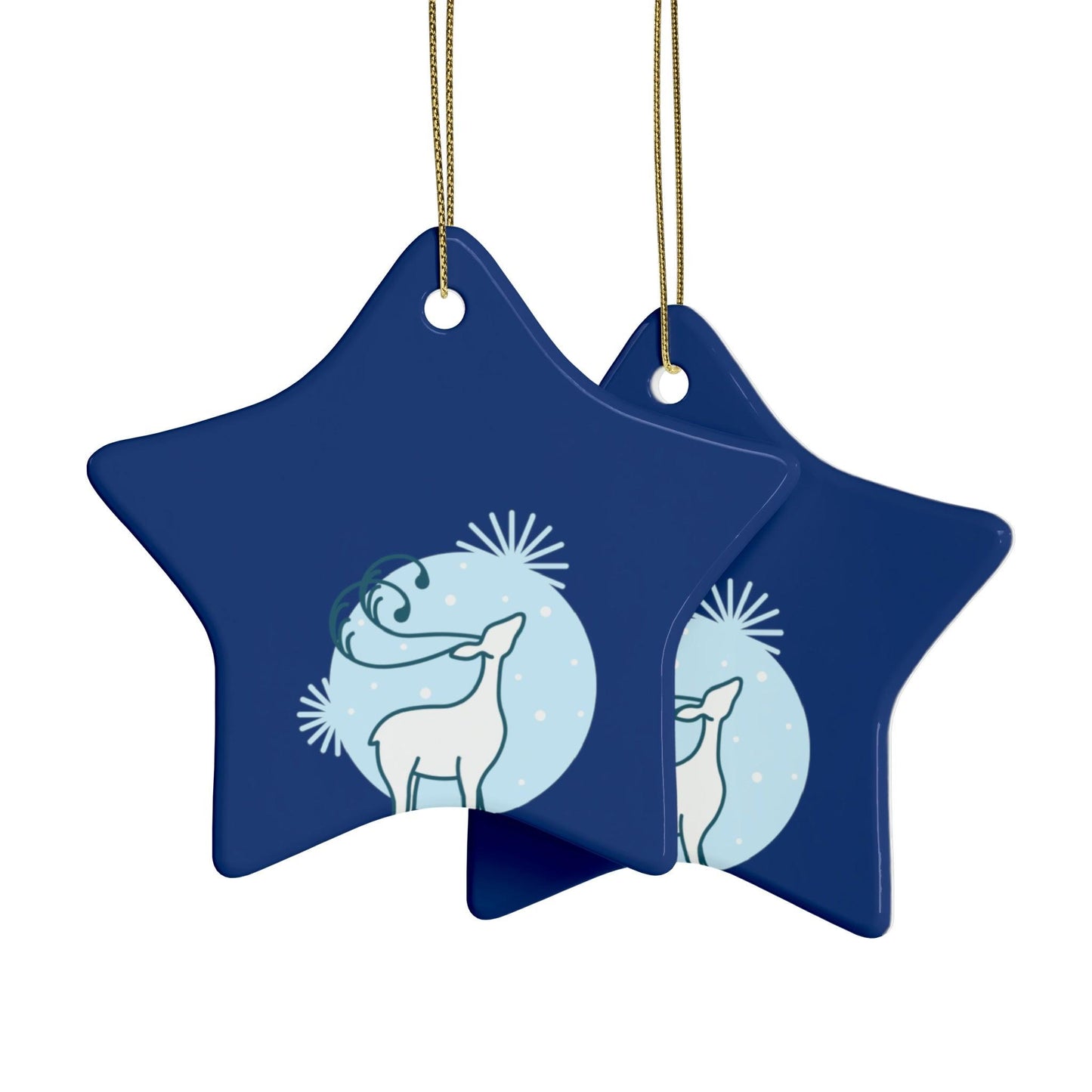 Blue Christmas Tree Reindeer Ceramic Ornaments (1pcs, 5pcs, 10pcs, 20pcs)