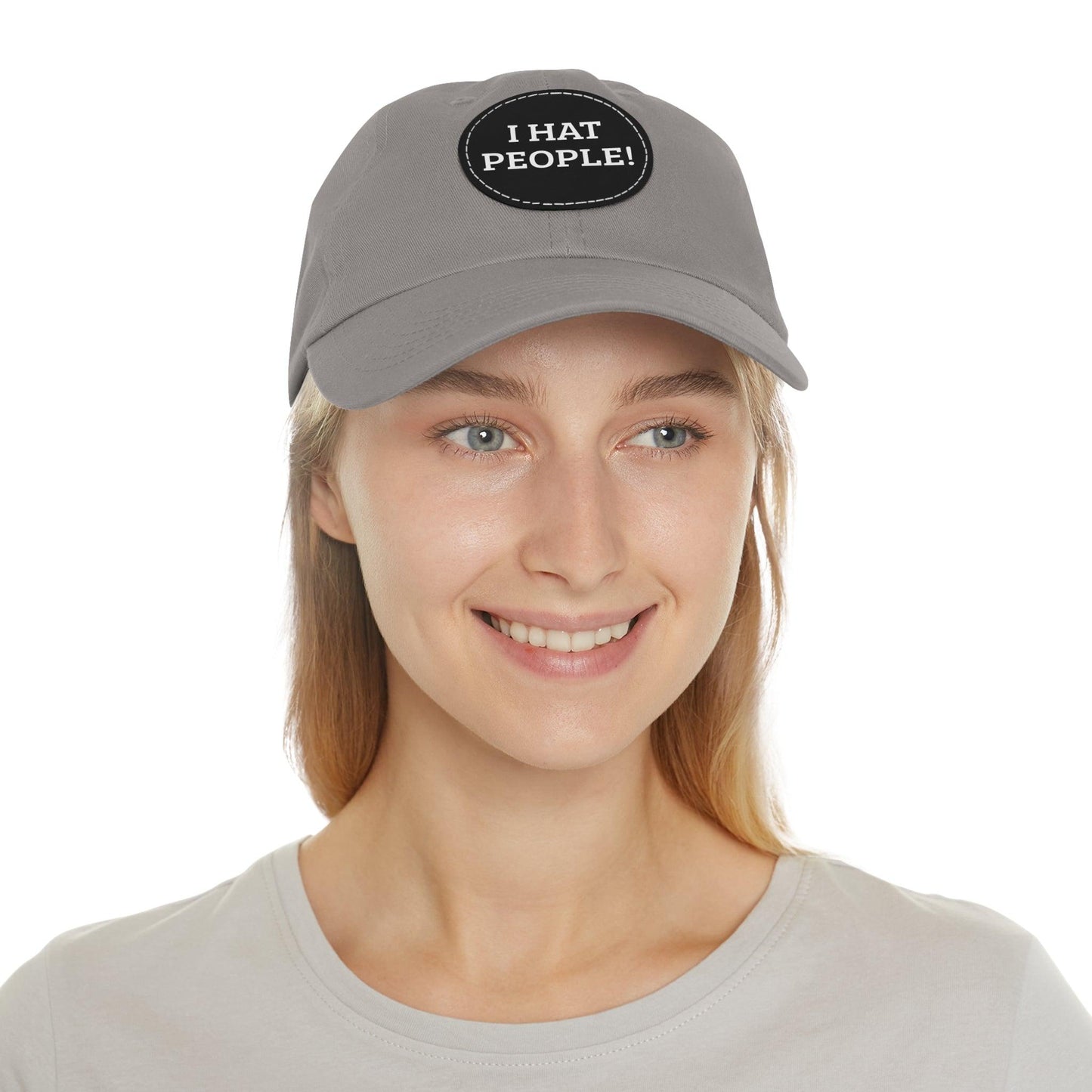 I HAT PEOPLE! Dad Hat with Leather Patch (Round)