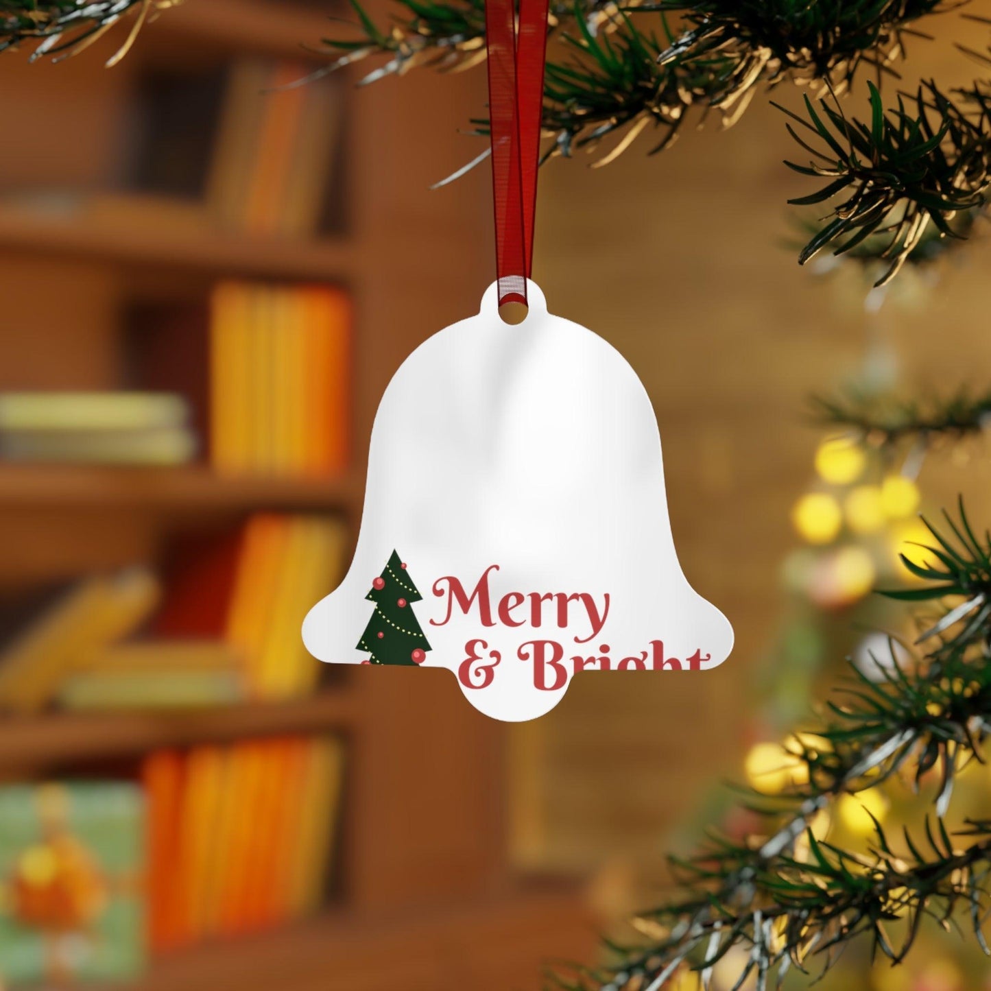 Merry & Bright Christmas Tree Metal Ornaments