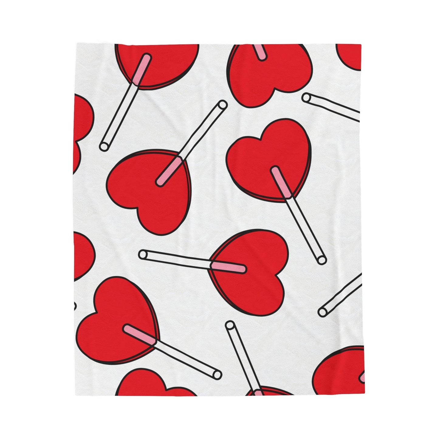 Valentine's Day Heart Lollipop Velveteen Plush Blanket