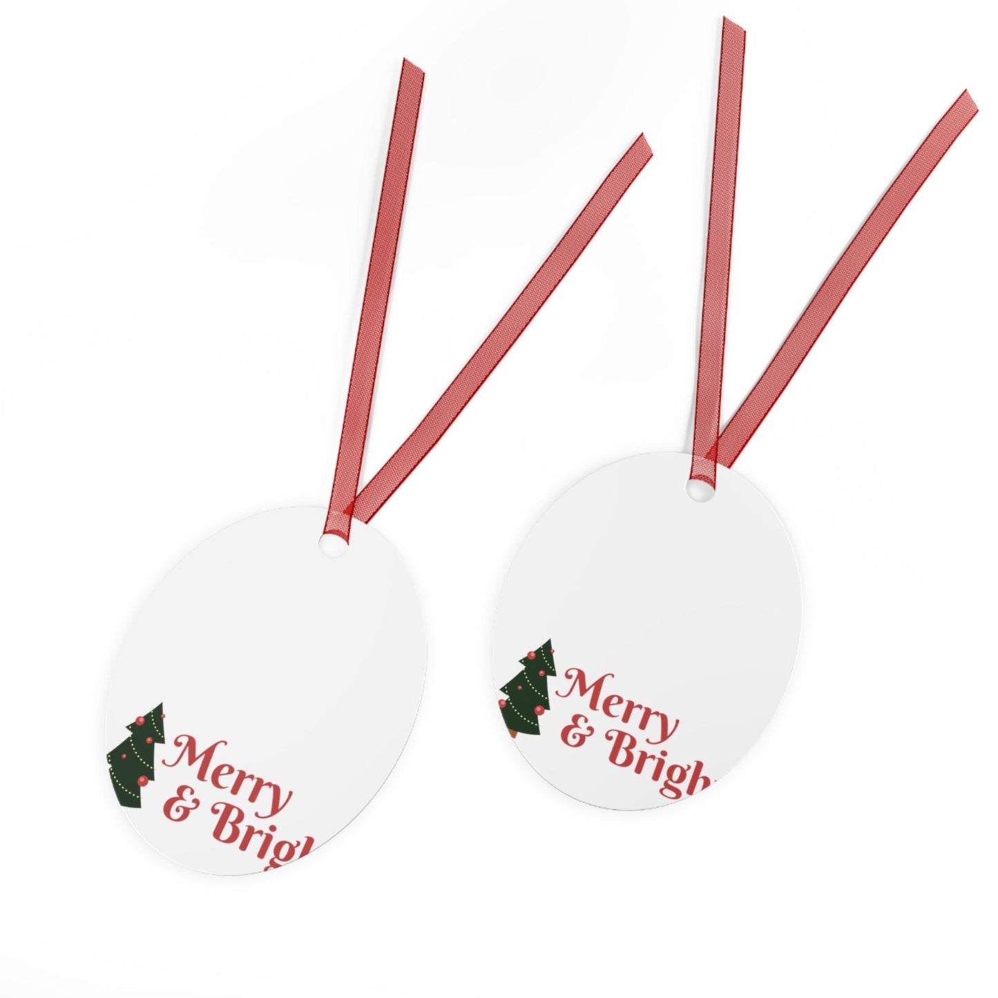Merry & Bright Christmas Tree Metal Ornaments