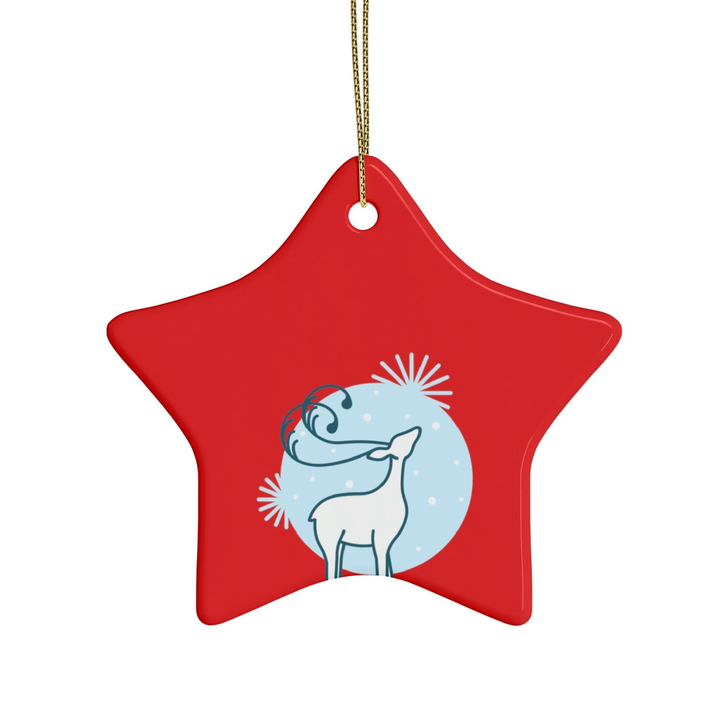 Red Christmas Tree Reindeer Ceramic Ornaments (1pcs, 5pcs, 10pcs, 20pcs)