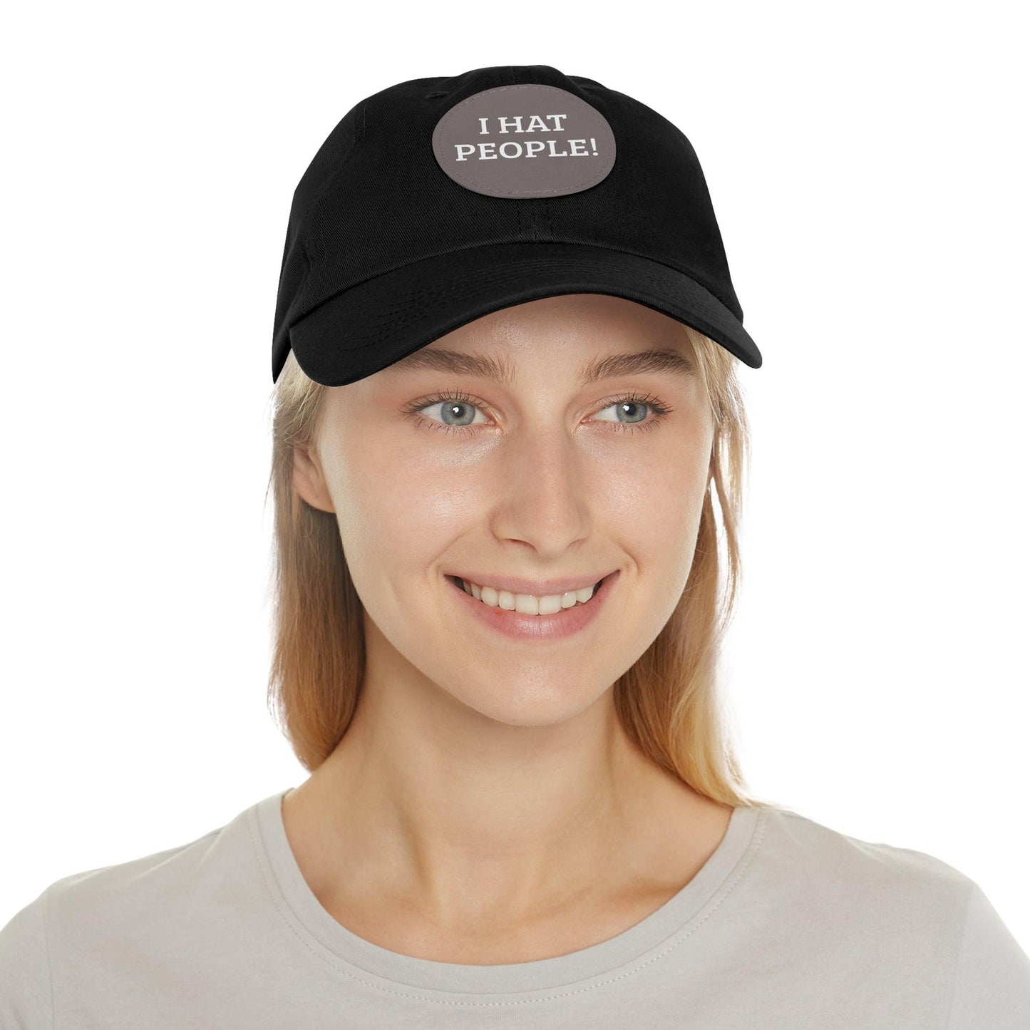 I HAT PEOPLE! Dad Hat with Leather Patch (Round)