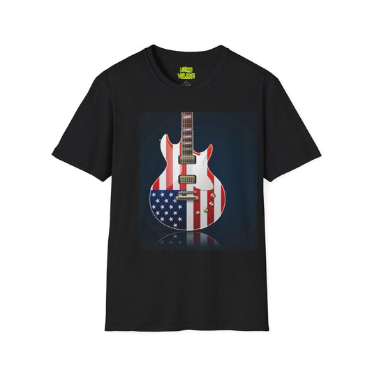 US Flag Electric Guitar Unisex Softstyle T-Shirt