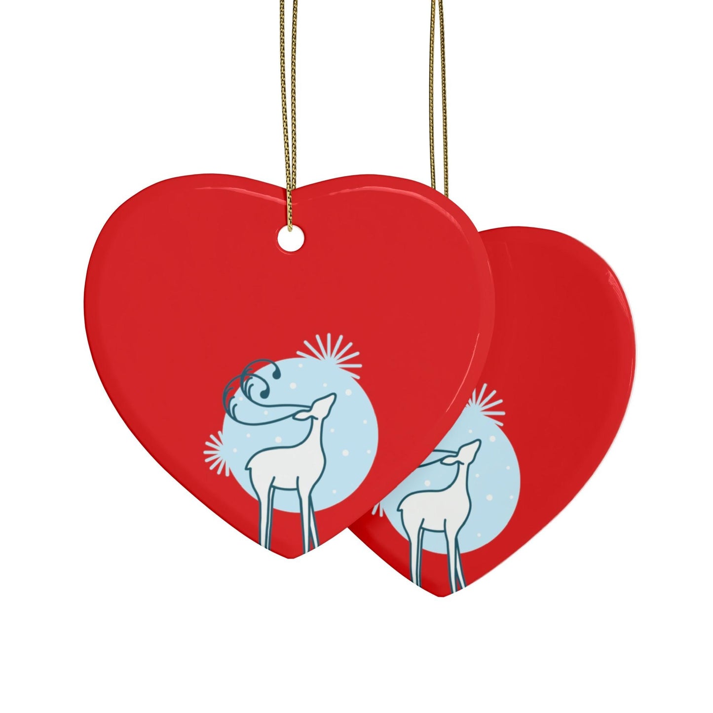 Red Christmas Tree Reindeer Ceramic Ornaments (1pcs, 5pcs, 10pcs, 20pcs)