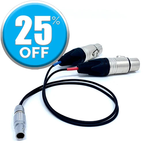 12" Dual XLRF to 6 pin Lemo Cable