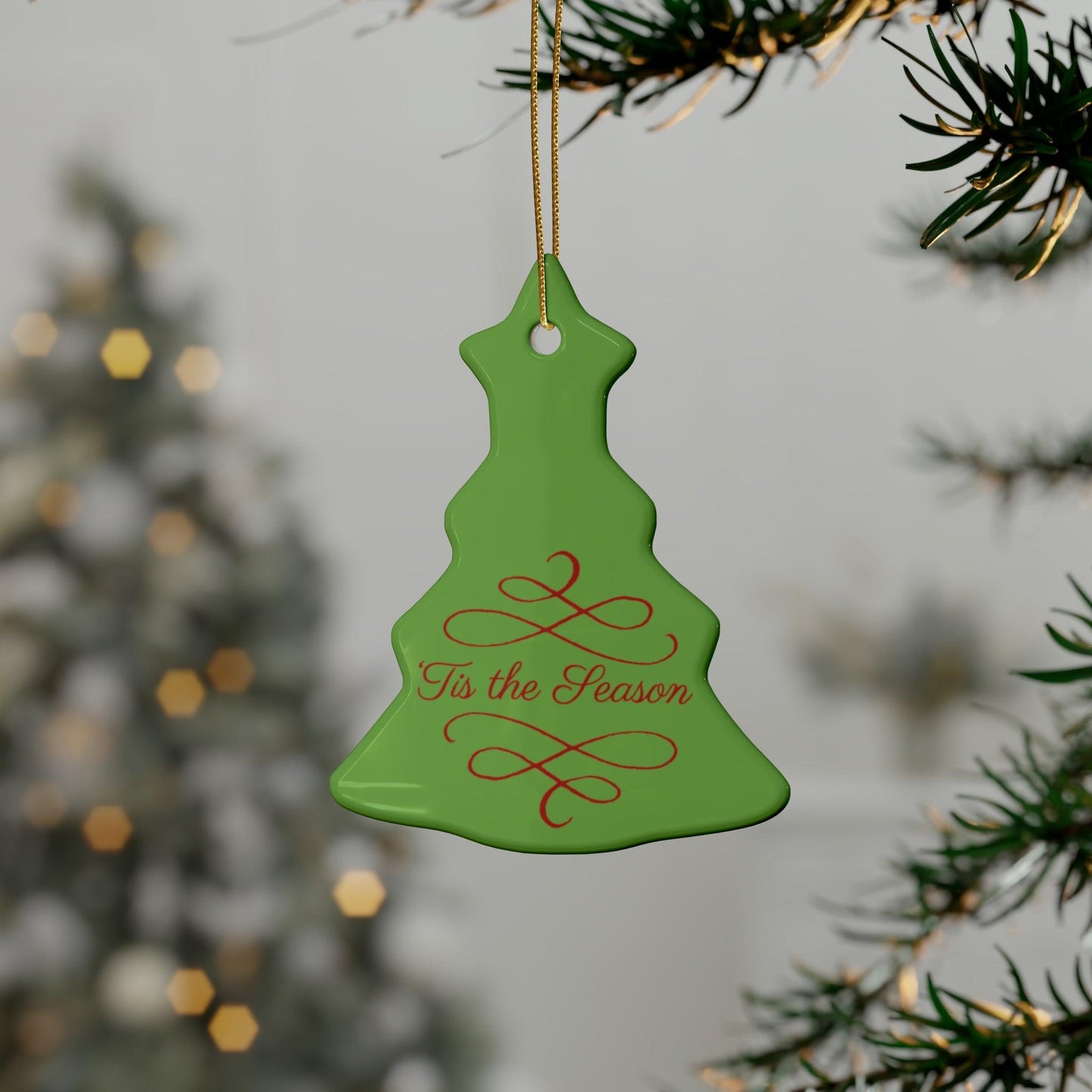 Tis The Season Christmas Tree Ceramic Ornaments (1pcs, 5pcs, 10pcs, 20pcs)