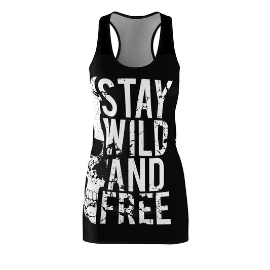 Stay Wild And Free Skull Women's Cut & Sew Racerback Dress (AOP)