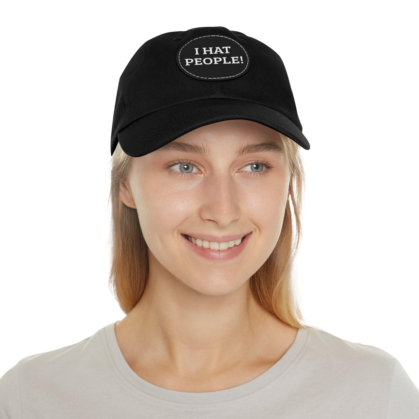 I HAT PEOPLE! Dad Hat with Leather Patch (Round)