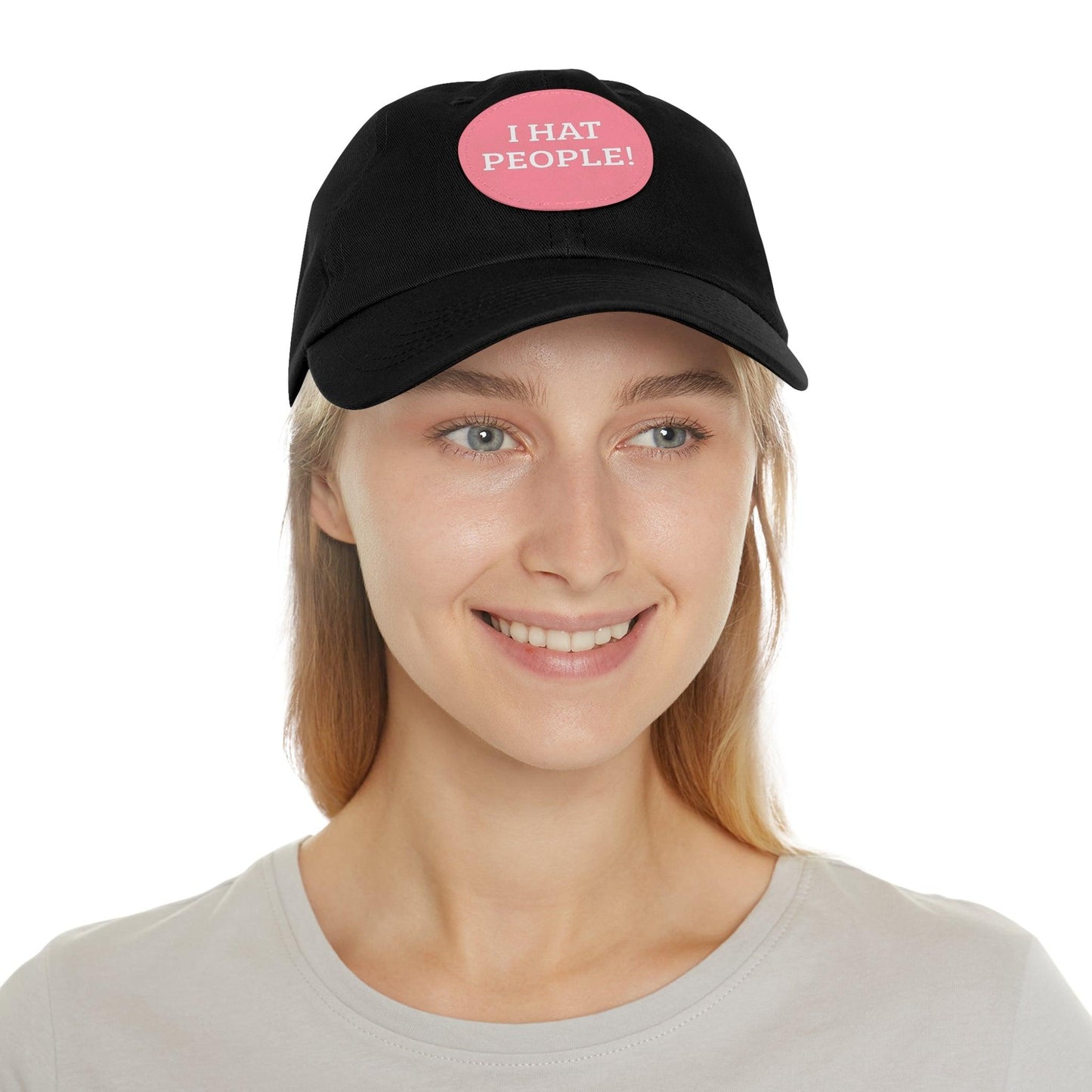 I HAT PEOPLE! Dad Hat with Leather Patch (Round)