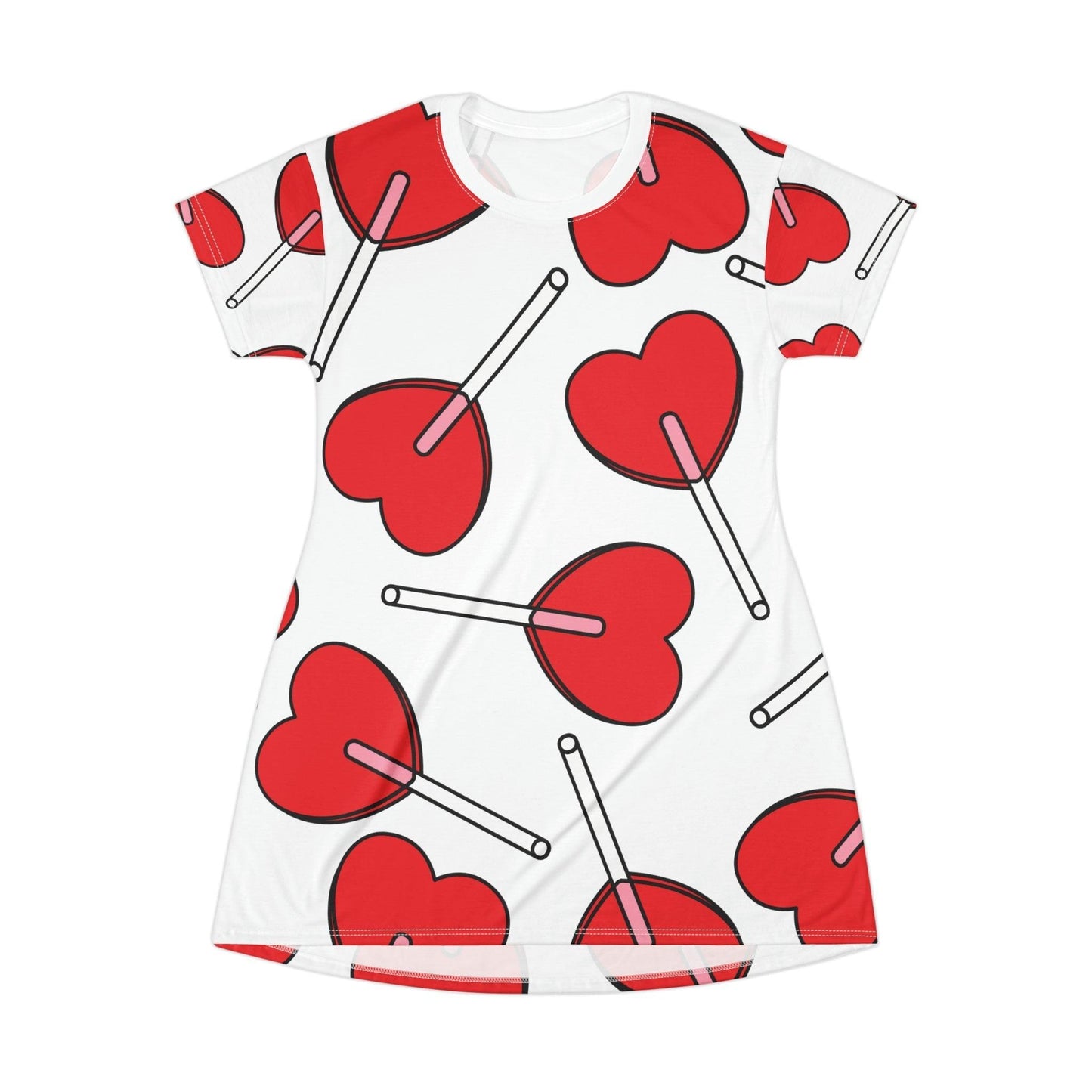 Valentine’s Day Hearts Lollipops T-Shirt Dress