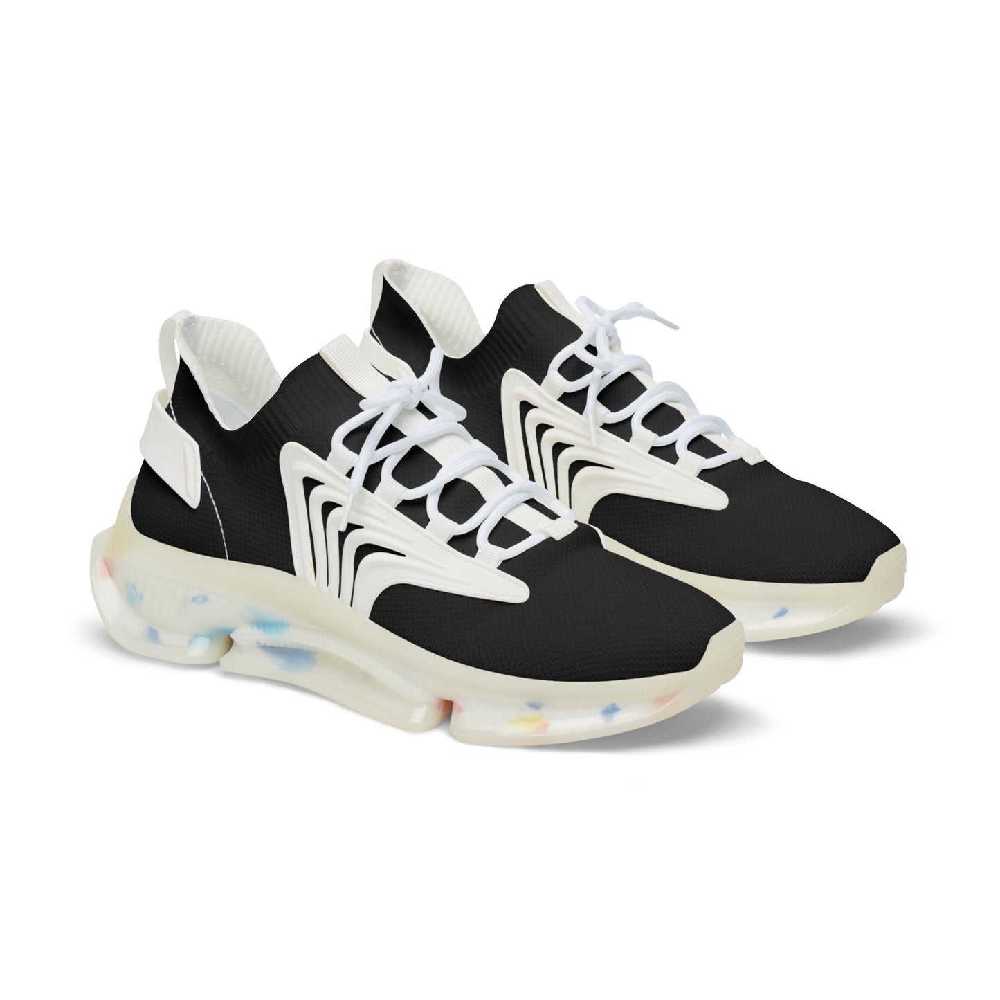 Men's Mesh Sneakers - Black with White Sole