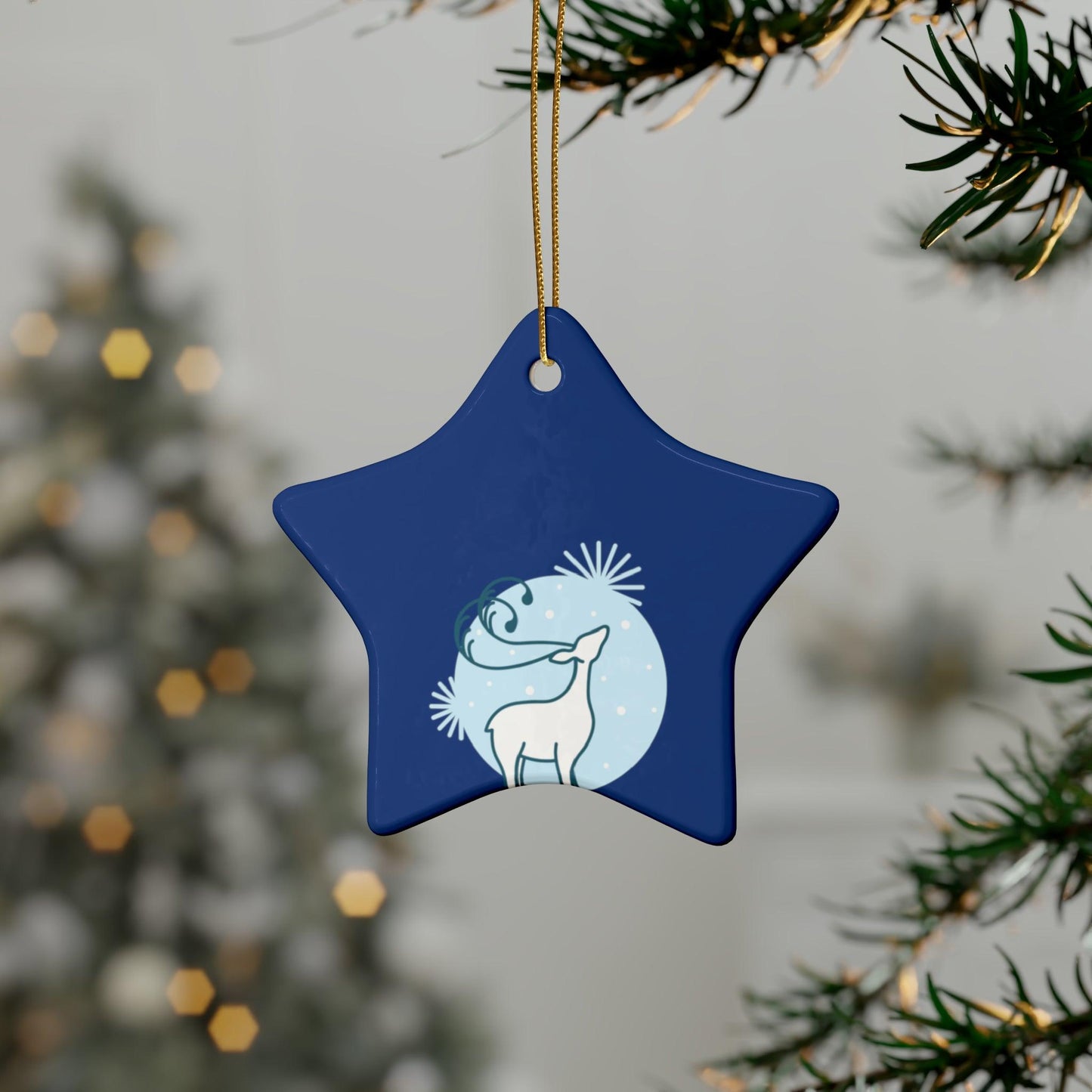Blue Christmas Tree Reindeer Ceramic Ornaments (1pcs, 5pcs, 10pcs, 20pcs)