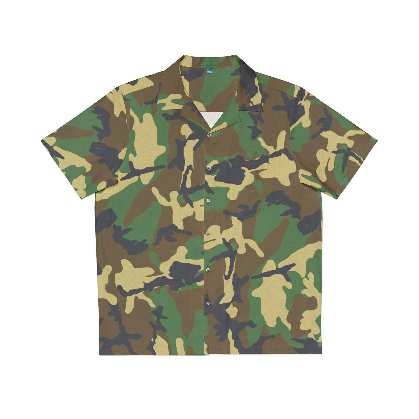 Green Camouflage Men’s Hawaiian Riot Shirt – Heavy Metal Summer Camo Vibes