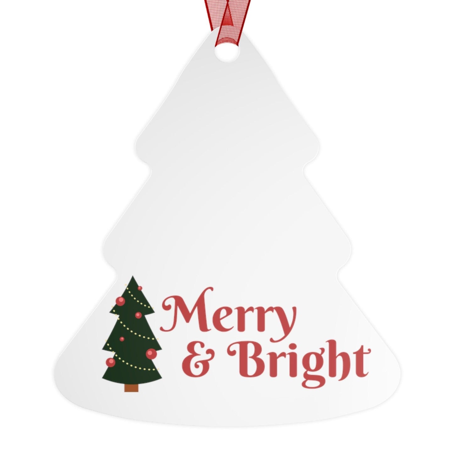 Merry & Bright Christmas Tree Metal Ornaments