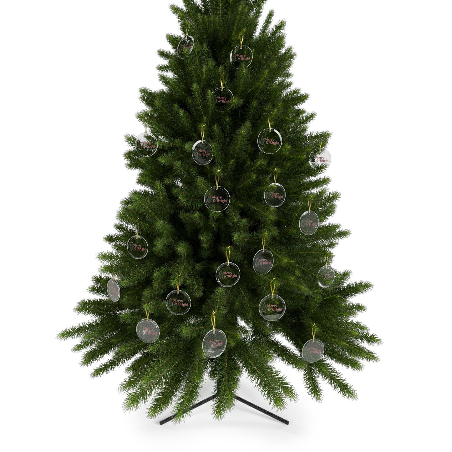 Merry & Bright Christmas Tree Glass Ornaments