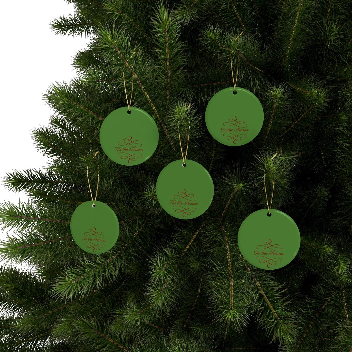 Tis The Season Christmas Tree Ceramic Ornaments (1pcs, 5pcs, 10pcs, 20pcs)