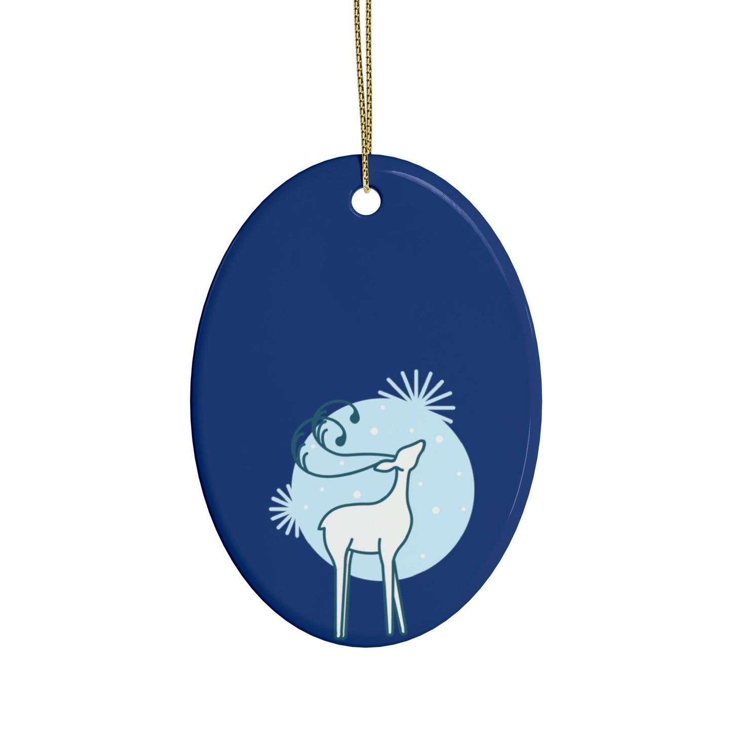 Blue Christmas Tree Reindeer Ceramic Ornaments (1pcs, 5pcs, 10pcs, 20pcs)