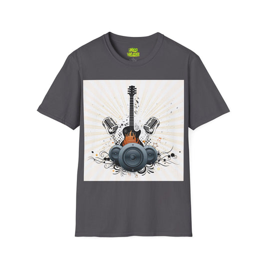 Fire Guitar Mics Speakers Unisex Softstyle T-Shirt