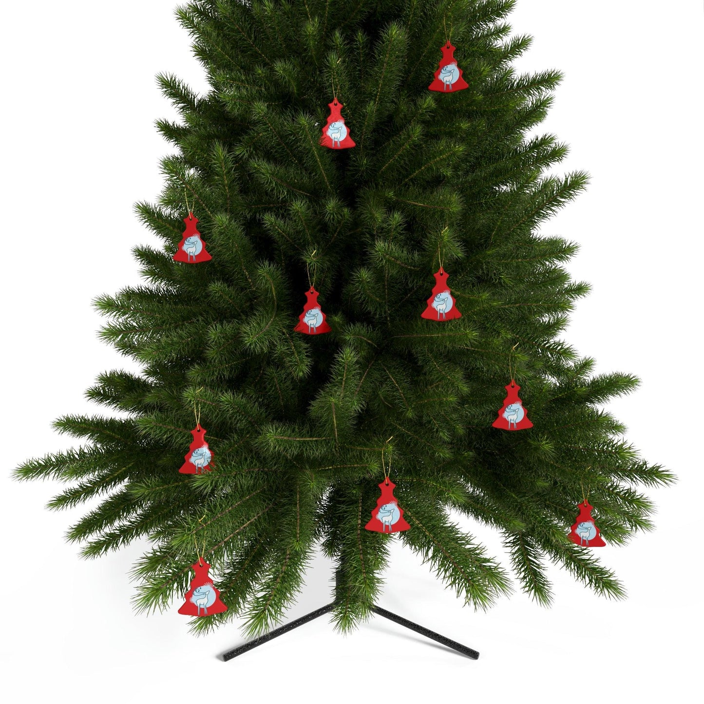 Red Christmas Tree Reindeer Ceramic Ornaments (1pcs, 5pcs, 10pcs, 20pcs)