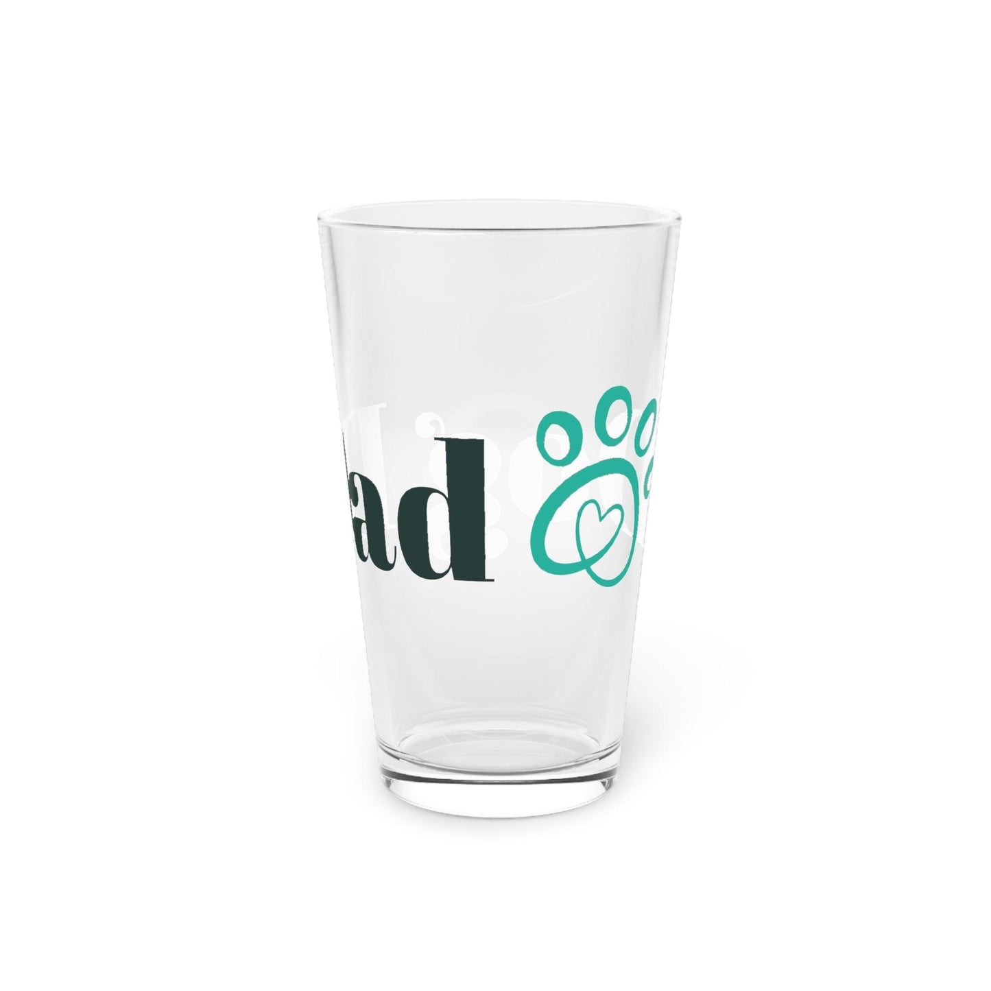 Dog Dad with Puppy Paw Pint Glass, 16oz