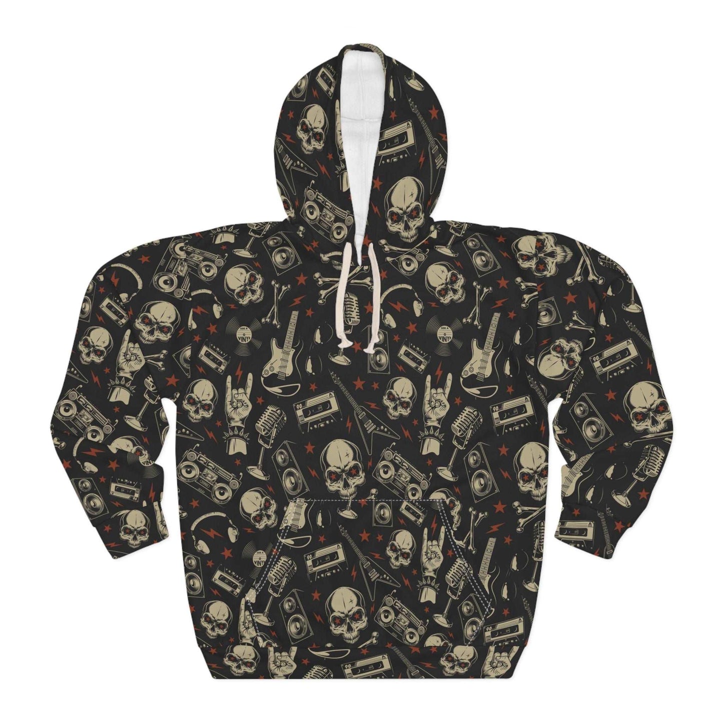 80s Metal Collage' Unisex Pullover Hoodie (AOP)