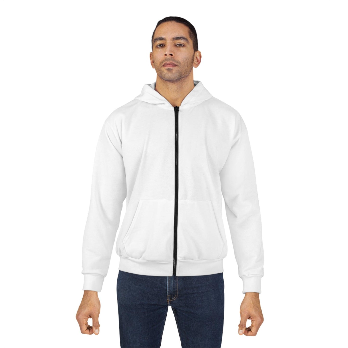 White Unisex Zip Hoodie