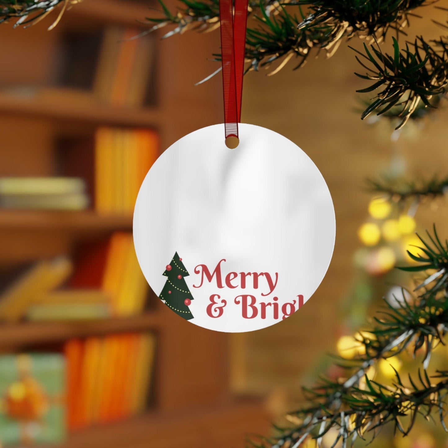Merry & Bright Christmas Tree Metal Ornaments