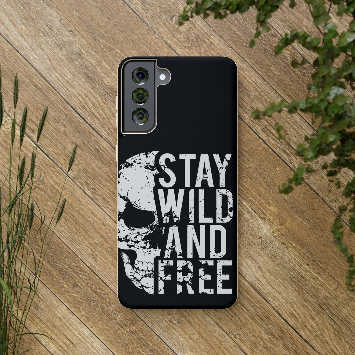 Stay Wild And Free Skull Biodegradable Cases