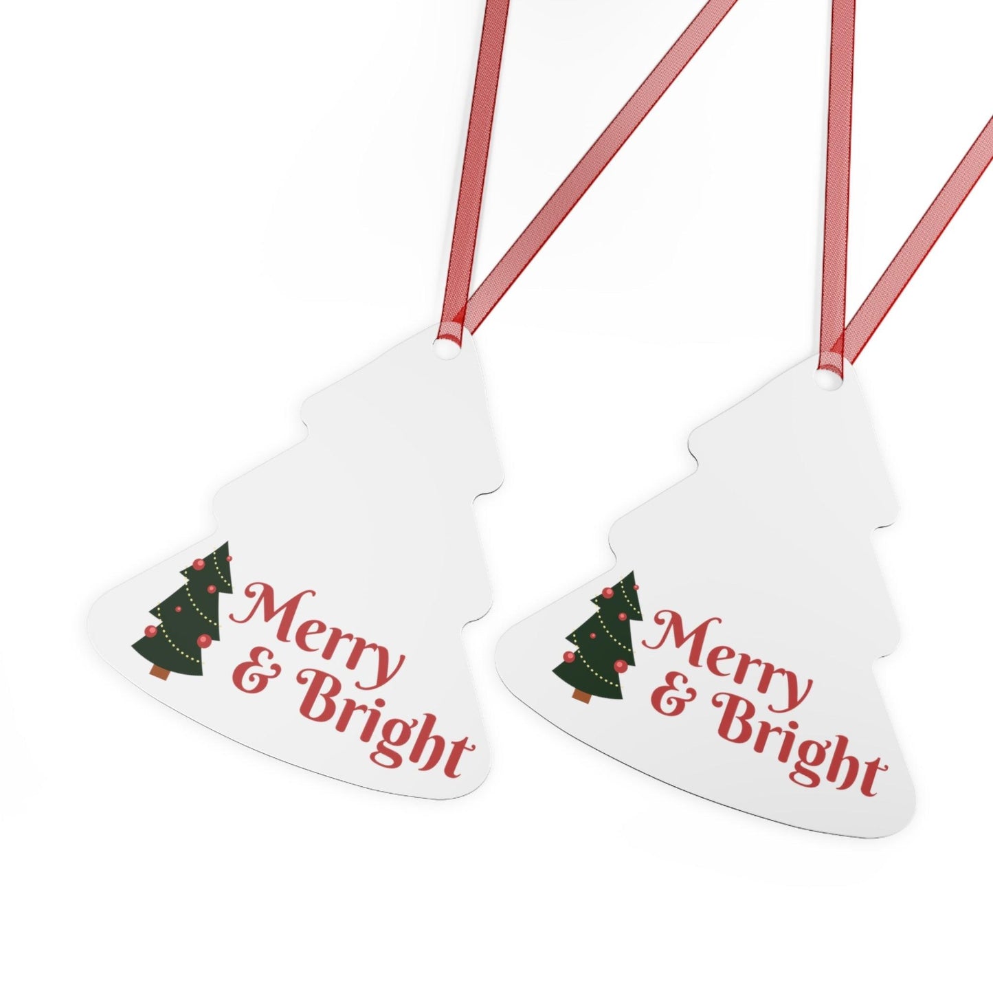 Merry & Bright Christmas Tree Metal Ornaments