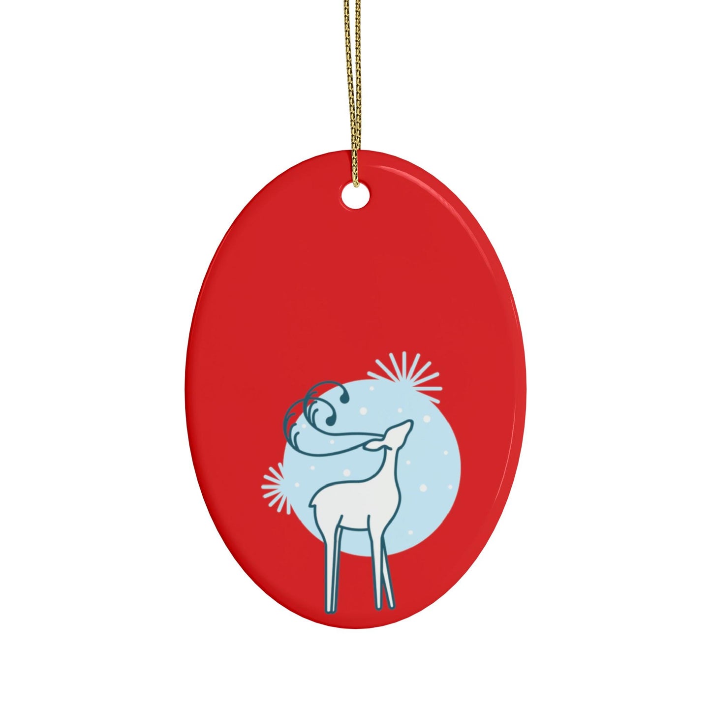 Red Christmas Tree Reindeer Ceramic Ornaments (1pcs, 5pcs, 10pcs, 20pcs)