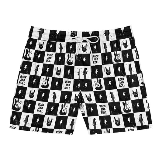 Men's Rock and Roll Squares Mid-Length Swim Shorts