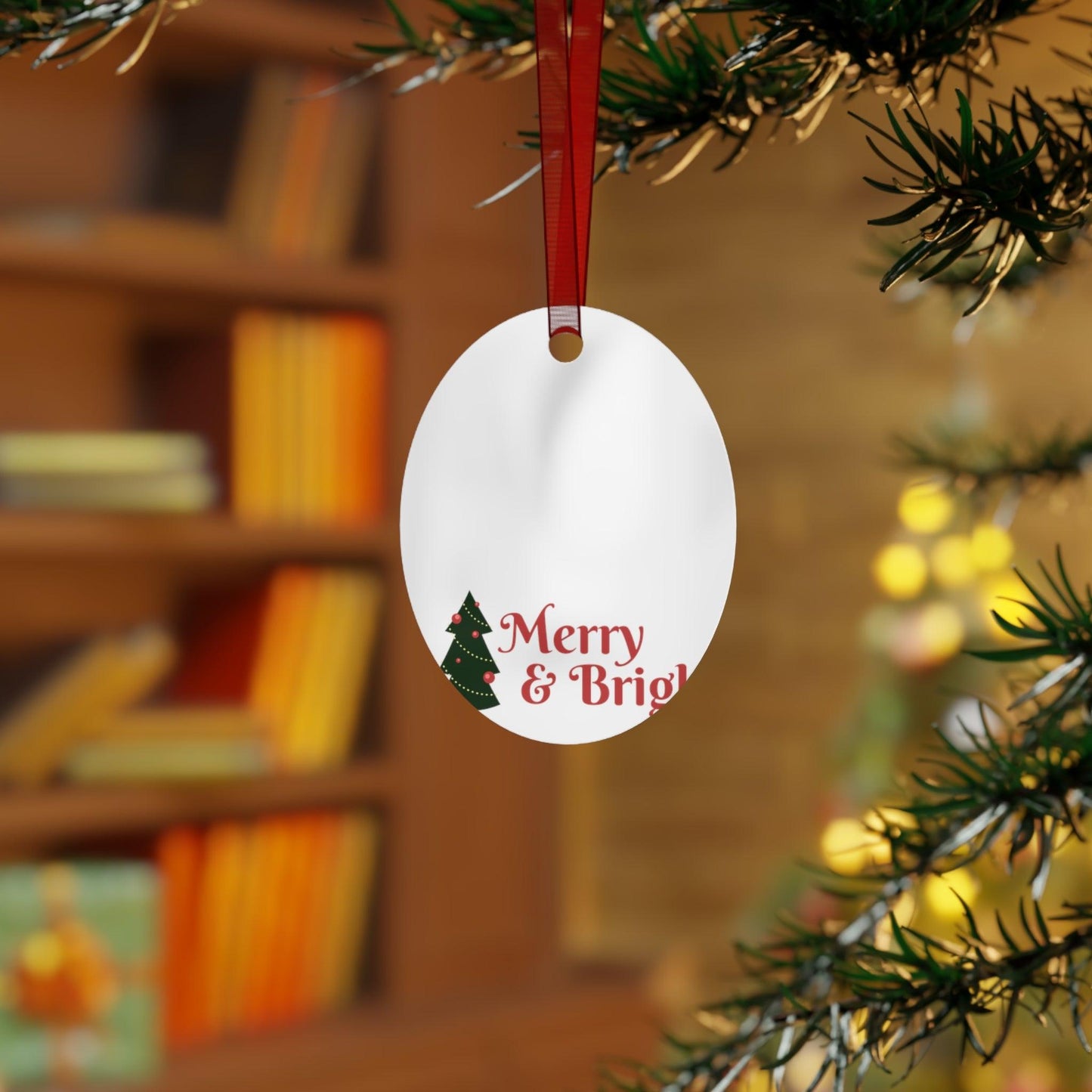 Merry & Bright Christmas Tree Metal Ornaments